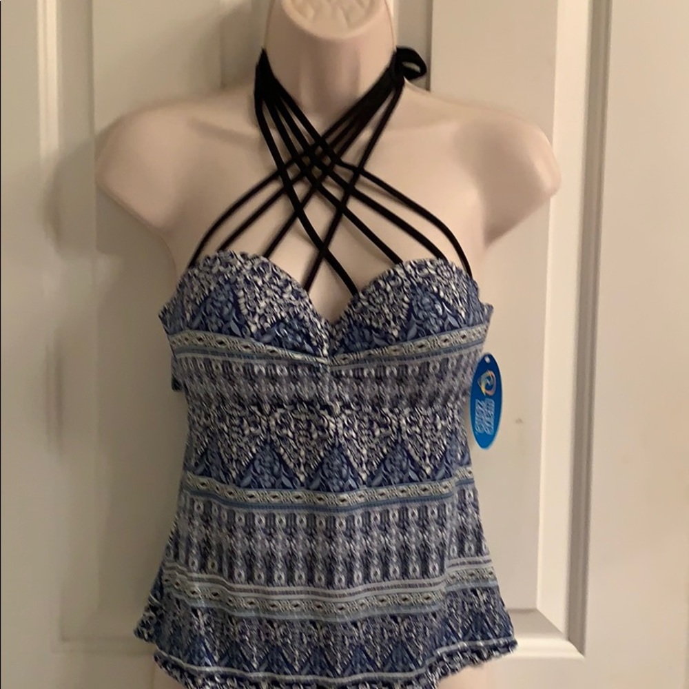 NWT-Wave Zone Bandeau Tankini Swim Top